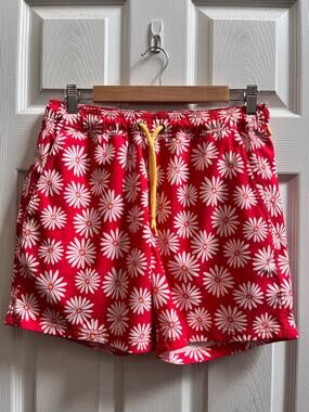 J. Crew Men’s Flex Daisy Print Drawstring Swim Trunk Small 6 Inch Inseam